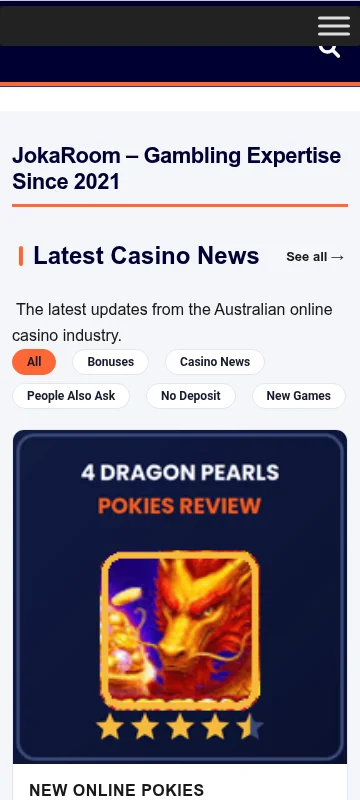 Joka Room Casino mobile browser view